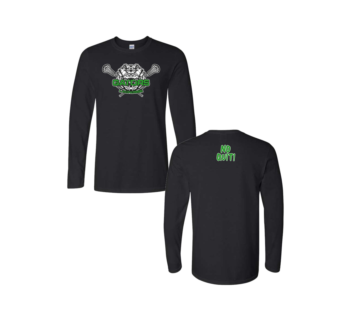 LONG SLEEVE TEE - LACROSSE - DESIGN 16 (BLACK) - (CAN BE CUSTOMIZED)
