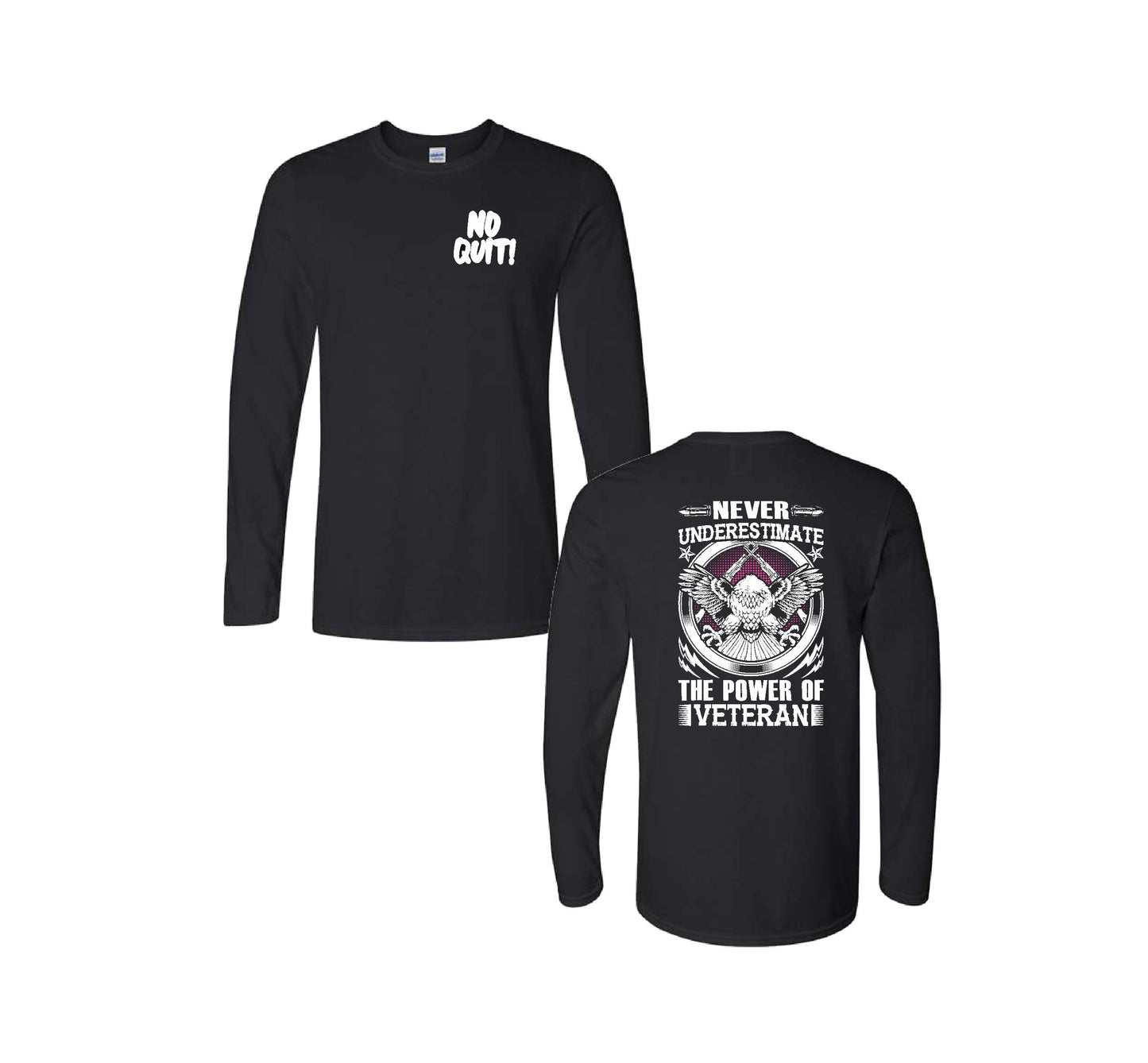 LONG SLEEVE TEE - VETERAN - DESIGN 1 (BLACK)