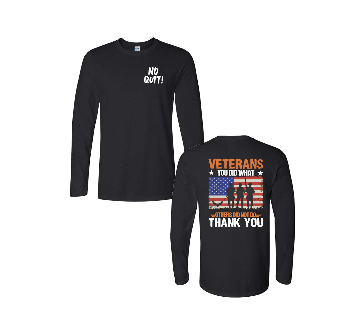 LONG SLEEVE TEE - VETERANS - THANK YOU (BLACK)